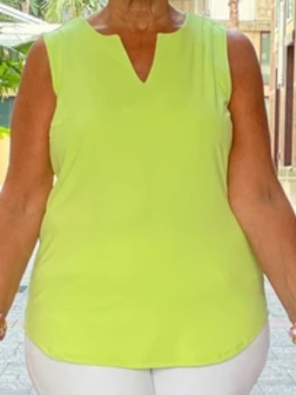Lulu-B Sleeveless V-Notch Tank in Light Green